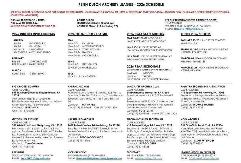 LAC 2026 3D Shoot Schedule